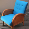 1940s Wooden Turquoise & Teal Armchair (1)