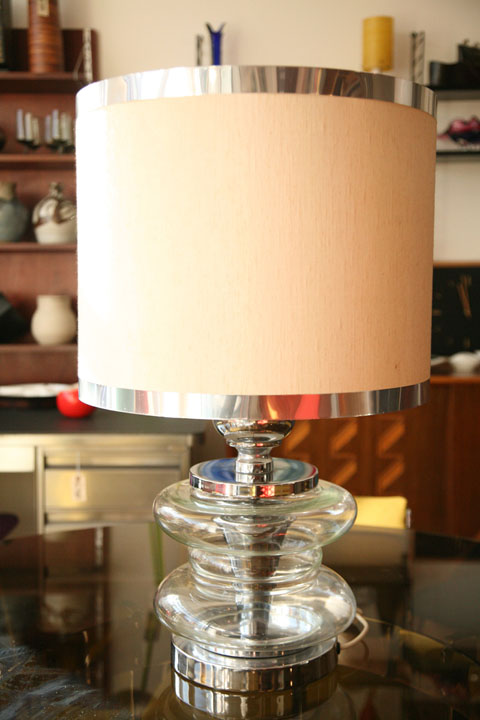 1970s Glass Chrome Table Lamp (2)