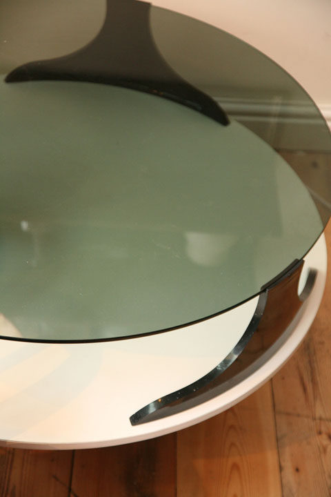 1970s Round Space Age Glass Coffee Table