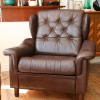 Brown leather Danish Armchair