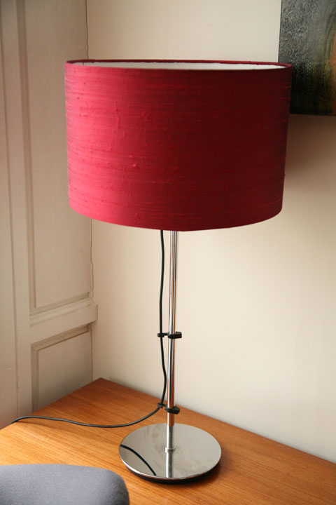 Large 1970s Chrome Red Table Lamp
