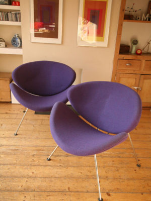Pair of Purple Pierre Paulin Slice Chairs for Artifort