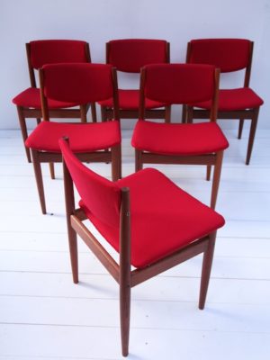 Set of 6 Teak Model 197 Dining Chairs by Finn Juhl for France and Sons Denmark