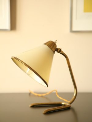 50s Small Desk Lamp Cream Plastic Shade