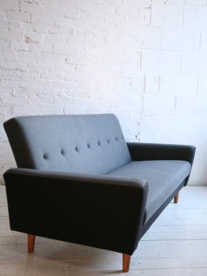 1950s Sofabed in Grey and Black Wool