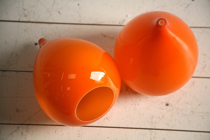 1960s Orange Glass Light Shades Cream, Lamp Shades In Orange County Ca