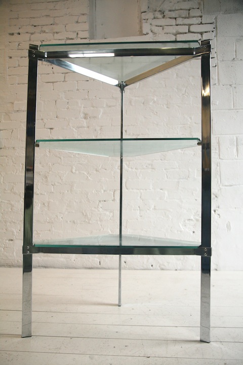 Glass and Chrome Shelving Unit by Merrow Associates UK