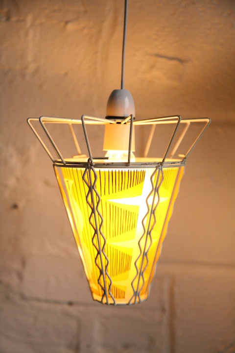 1950s Yellow Glass Ceiling Light