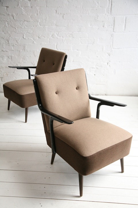 1950s Brown Lounge Chairs1