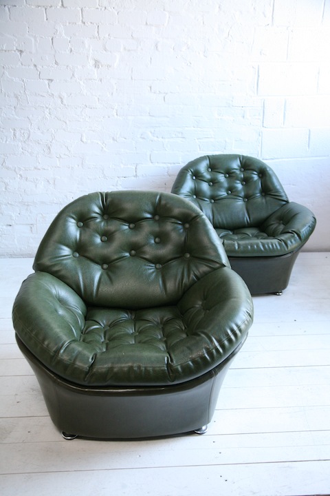 1970s Green Vinyl Chairs 2