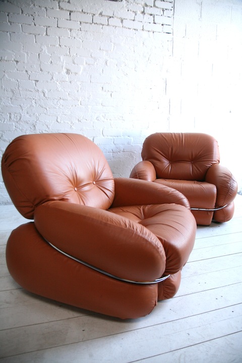 1970s Leather Chairs by Adriano Piazzesi Italy