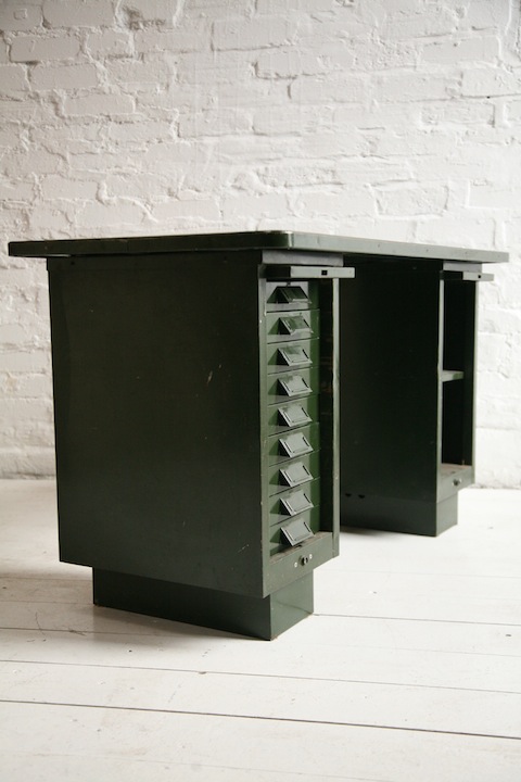 Vintage Industrial Green Metal Desk
