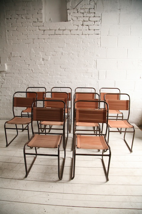 Set of 10 Industrial Stacking Chairs