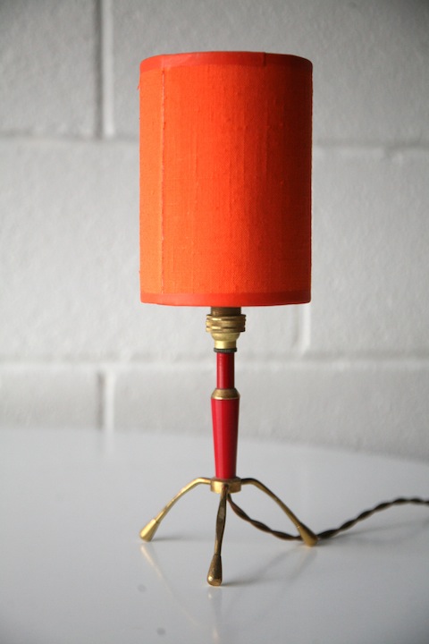 1950s Small Table Lamp and Orange Shade