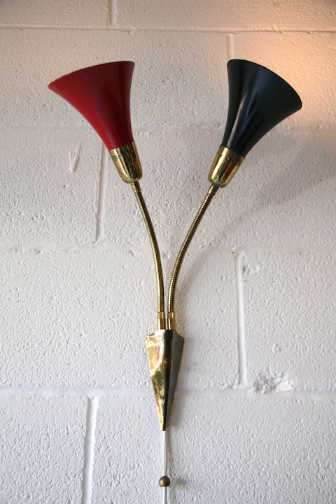1950s Black Red Wall Lights
