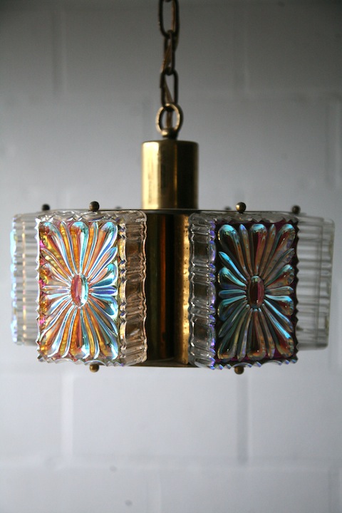 1970s Gold Glass Ceiling Light