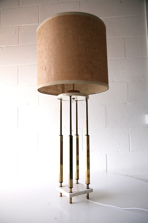 1970s Large Marble Brass Table Lamp1