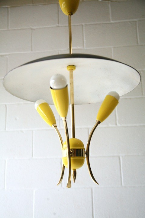 1950s Yellow Ceiling Light 2