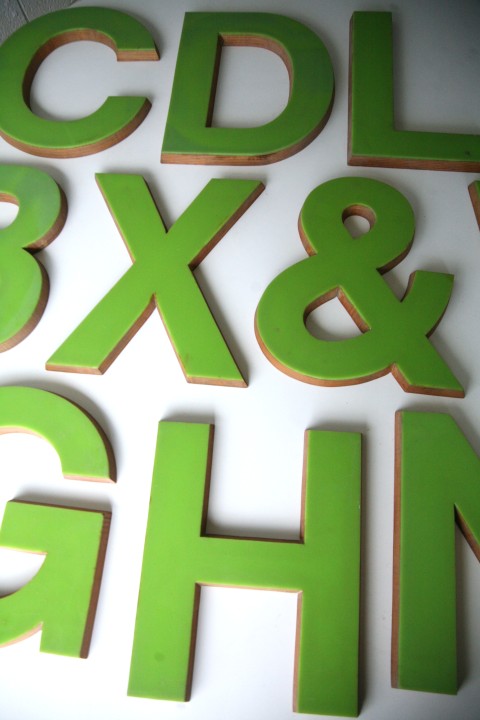 03 Large Green Plastic and Wood Shop Letters