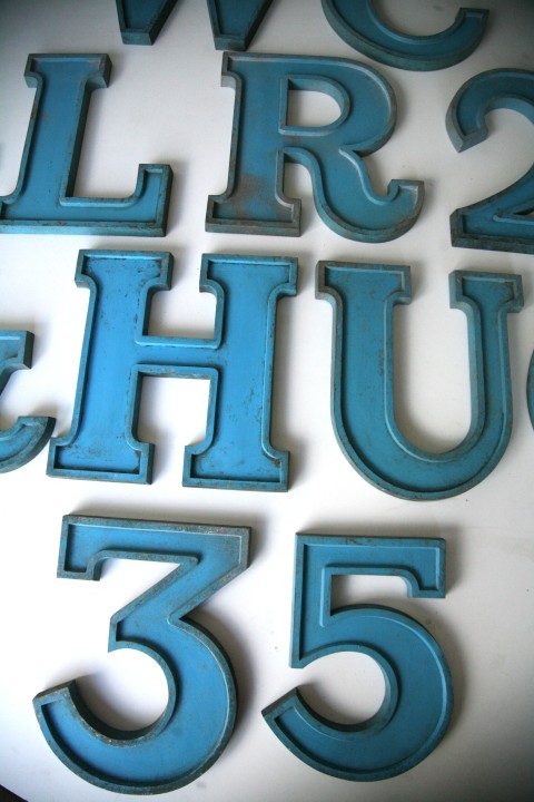 04 VIntage Blue Metal Shop Letters Doric Font