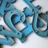 04 VIntage Blue Metal Shop Letters Doric Font2