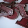 08 VIntage Metal Cherry Red Shop Letters  Doric Font 2
