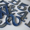 10 Vintage Blue and Silver Metal Shop Letters Clarendon Font 1