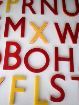 13 Vintage Red Yellow Plastic Shop Letters