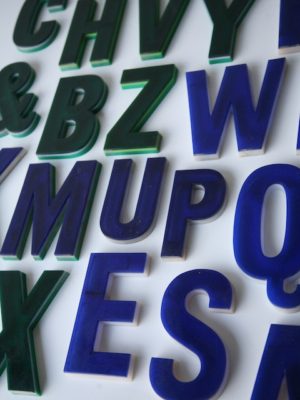 18 Small Green Blue Plastic Shop Letters