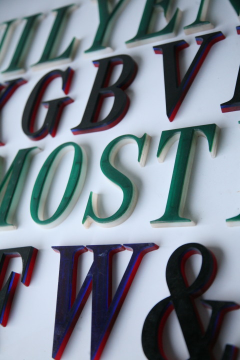 19 Black Green Vintage Plastic Letters Times Roman Font