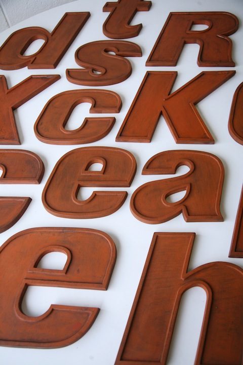 26 Wooden Vintage Shop Letters Doric Font
