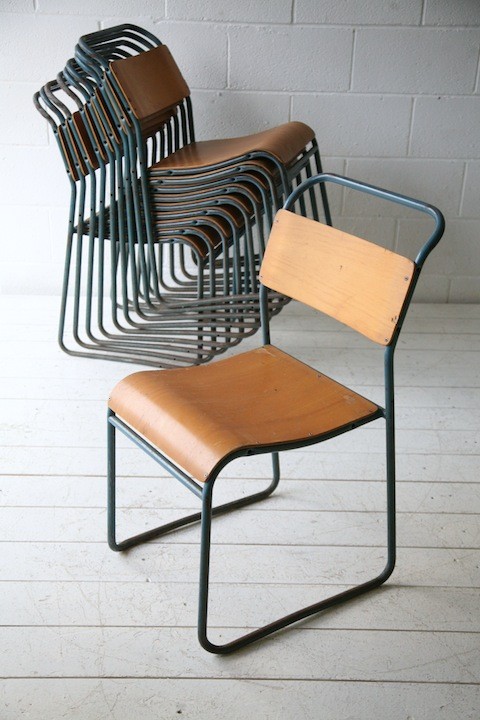 Industrial Blue Stacking Chairs1