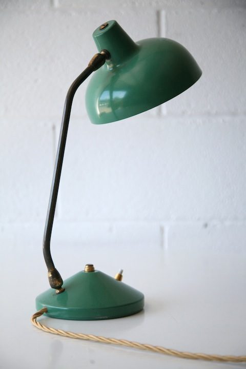 1950s Green Brass Desk Lamp5