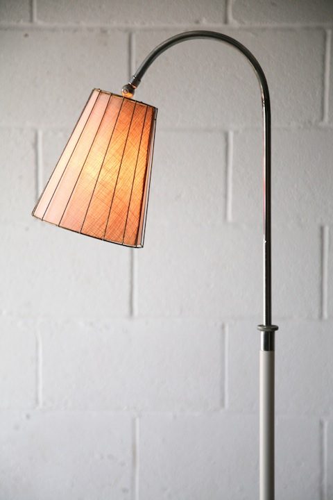 1950s White Chrome Floor Lamp