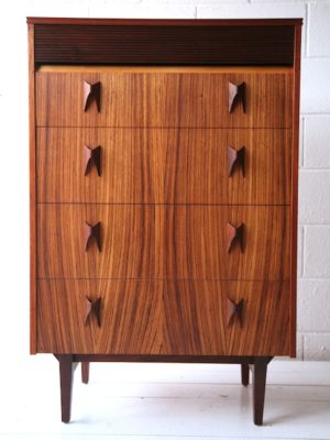 1960s Rosewood and Teak Chest of Drawers by Elliots of Newbury