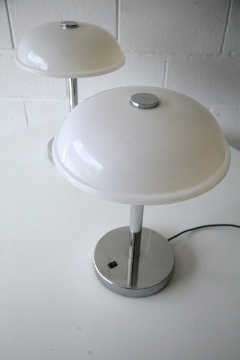 Pair 1970s Chrome Plastic Table Lamps2