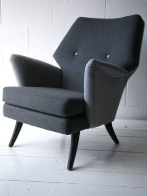 Vintage 1950s 'Escort' Armchair and 'Oracle' Stool by Howard Keith UK 1