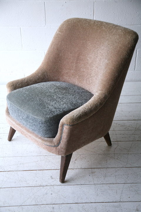 Cream and Blue 1950s Chair