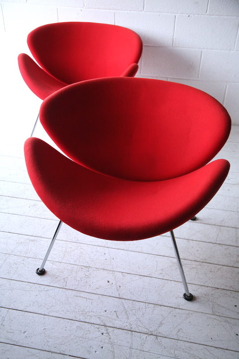 Pair of Orange Slice Chairs by Pierre Paulin for Artifort