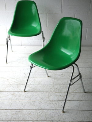 Vintage Charles Eames Green Shell Chairs for Herman Miller