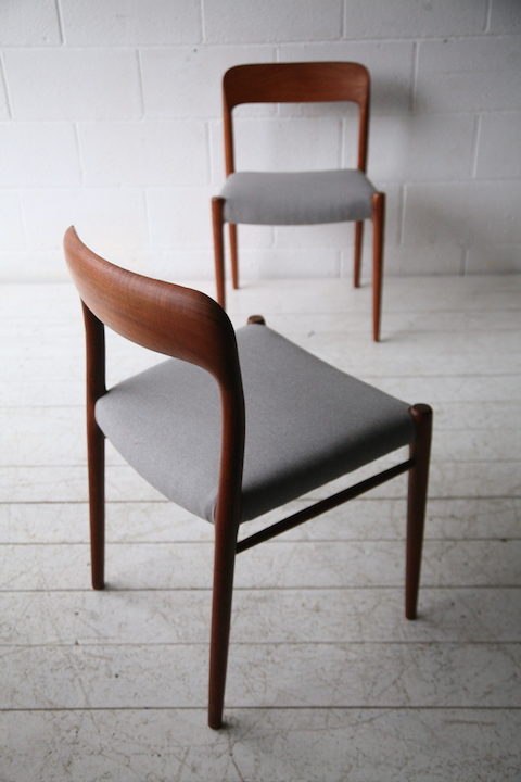 Vintage Teak Model 75 Chairs by Niels Moller1