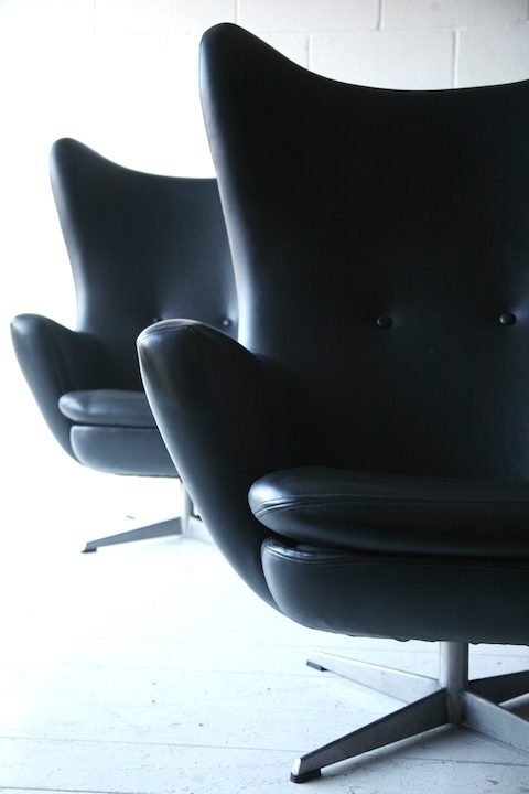 1960s Black Vinyl Swivel Chairs 1