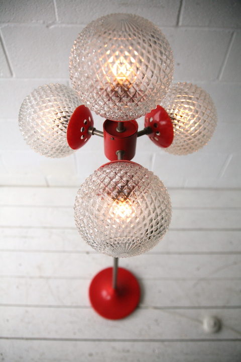 1970s 4 Bulb Orange Floor Lamp