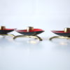 1950s Red Enamel Brass Candle Holders 3