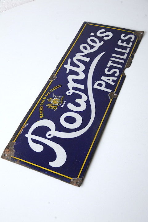 Vintage Enamel Rowntrees Pastilles Sign
