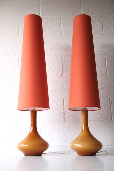 1960s Amber Glass Table Lamps