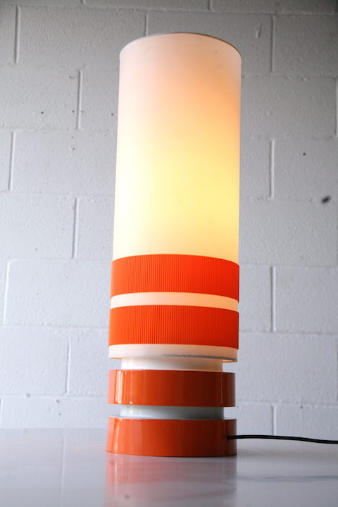 1970s Orange Table Lamp and Shade 3