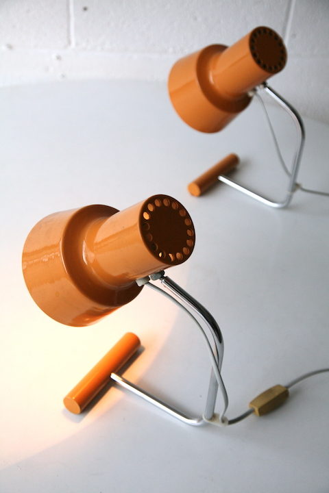 Pair of 1960s Orange Lamps 3