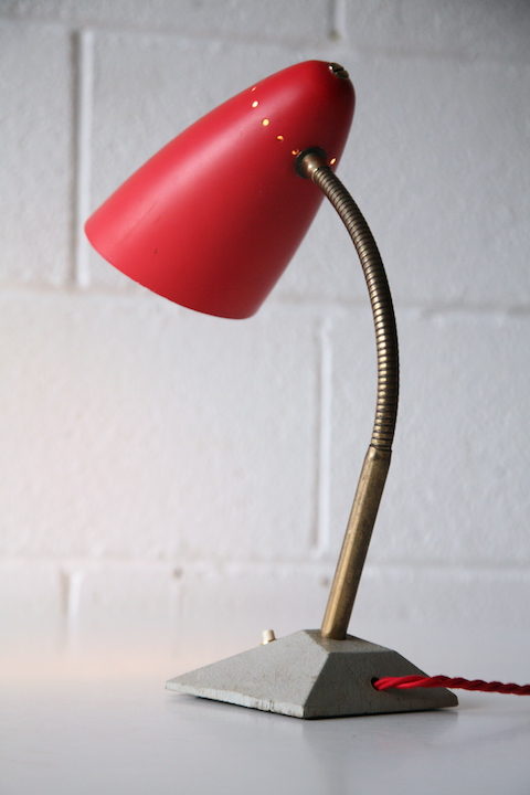 1950s Red Grey Desk Lamp 3