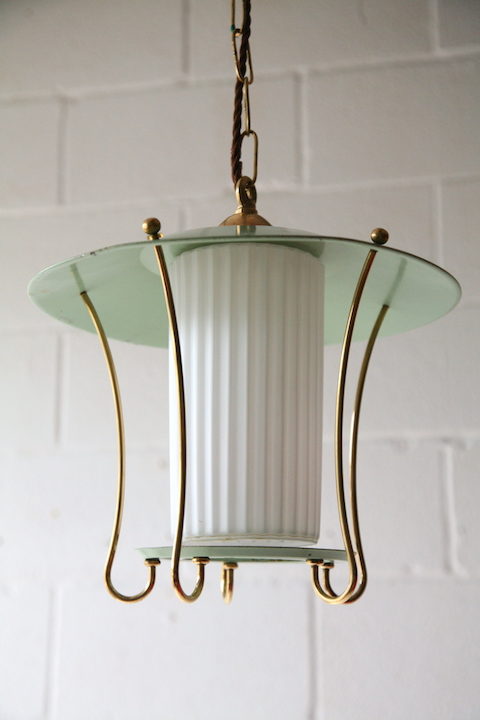 Green 1950s Lantern Ceiling Light 1